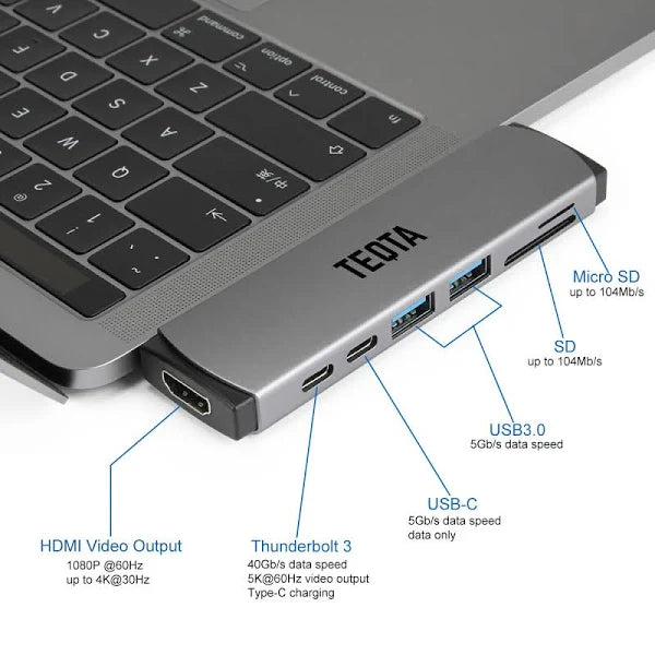 Pbuddy USB C Hub MacBook Pro Adapter with Type-C Pass-Through Charging 40Gbs Thunderbolt 3 SD/TF Card Reader and 2 USB 3.0 for Newest 13 or 15 MacBook Pro 2017 and 2016 (Space Grey) Pbuddy USB C Hub MacBook Pro Adapter with Type-C Pass-Through Charging 40Gbs Thunderbolt 3 SD/TF Card Reader and 2 USB 3.0 for Newest 13 or 15 MacBook Pro 2017 and 2016 (Space Grey)